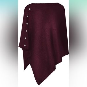 PULI Women's Versatile Knitted Scarf Poncho Sweater with Buttons